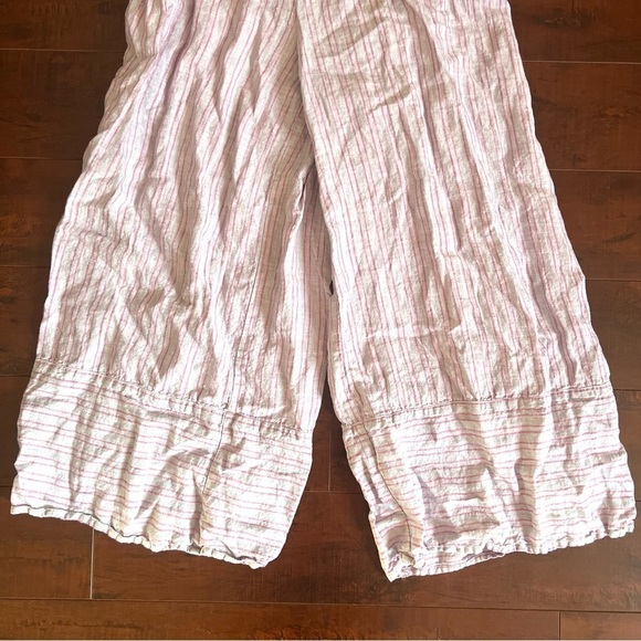 ANTHROPOLOGIE Elevenses Nantucket Ruffled Jumpsuit Striped Linen Size 12 - Picture 8 of 16